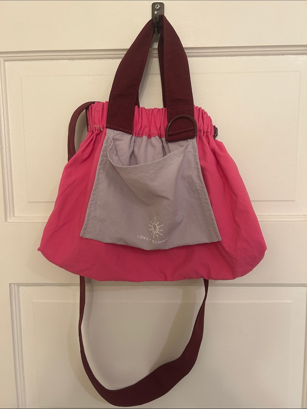🛍 2/$18 Pink and Burgundy Women’s Shoulder Bag with Magnetic Closure - Picture 6 of 6